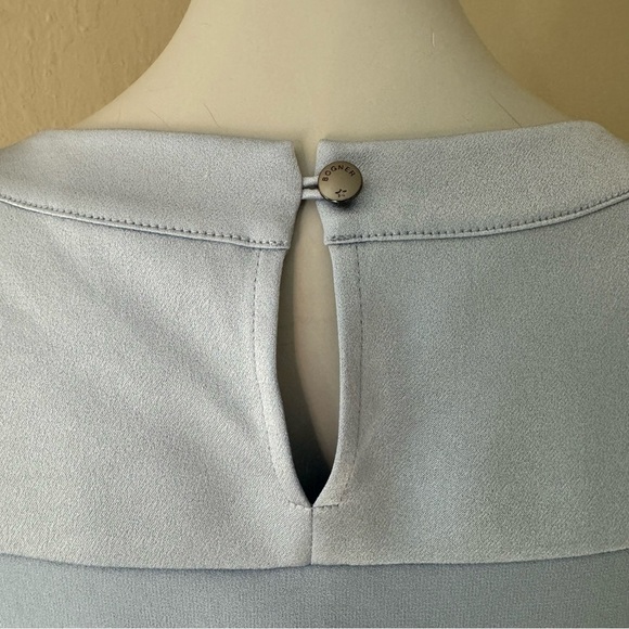 BOGNER Colette Powder Blue Crepe Blouse 3/4 Sleeve Scoop Neck - Picture 8 of 16
